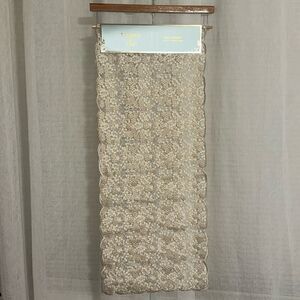 tinsel & fir Ivory Gold Embroidered Floral Winter Branches Lace Table Runner